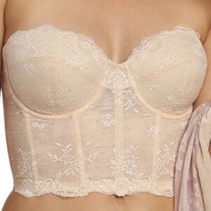 Dominique Nude Taylor Backless Strapless Lace Corselet Bra | Size 36F
